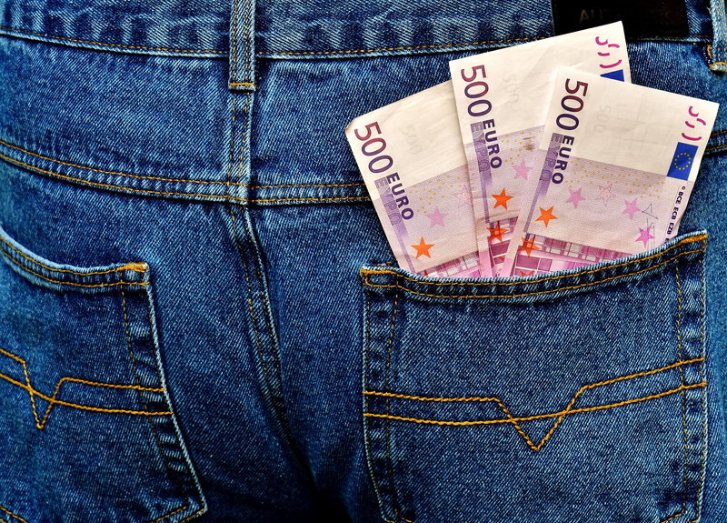 no people, bank note, casual clothing, business, currency, dirty money, clothing, three, indonesian, wealth, Jeans, Money, 500, revenue, Euro, savings