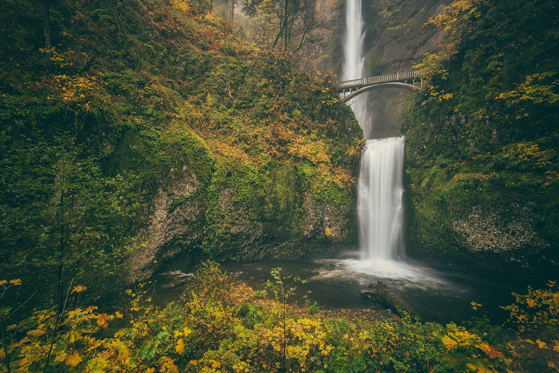 Columbia River Gorge, bridge Benson, 1080P, autumn, The Columbia river gorge, Benson Bridge, Multnomah falls, the Multnomah falls, rock, waterfall, bridge