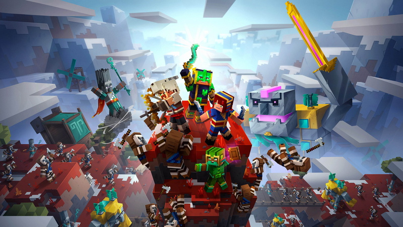 4K, Minecraft Dungeons: Howling Peaks, mountains, Minecraft, 4K, Minecraft Dungeons