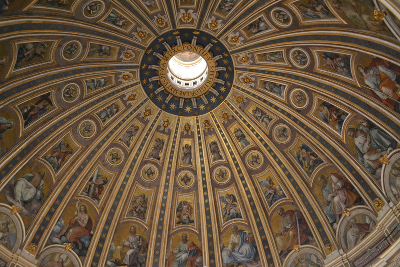 built structure, dome, architecture and art, low angle view, religion, architecture, directly below, pattern, no people, 4K, place of worship, the basilica di san pietro