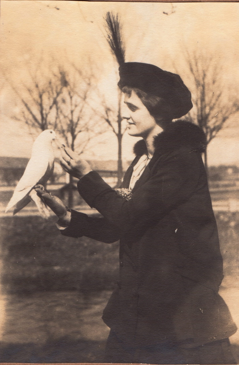 sunlight, adult, human, old paper, bare tree, side view, Nostalgia, picture postcards, in thoughts, postcard, real people, warm clothing, photograph, one woman only