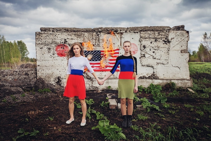 child, day, portrait, flag, girls, DPR, holding hands, 480P, emotion, fire, casual clothing, front view, standing, childhood, togetherness, cloud - sky