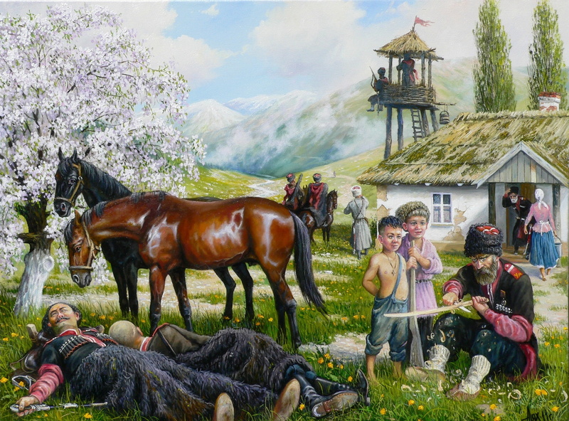 plant, Andrey Lyakh, domestic animals, real people, mammal, mountain, horse, people, rural Scene, animal wildlife, wood - Material, child, tree, building exterior