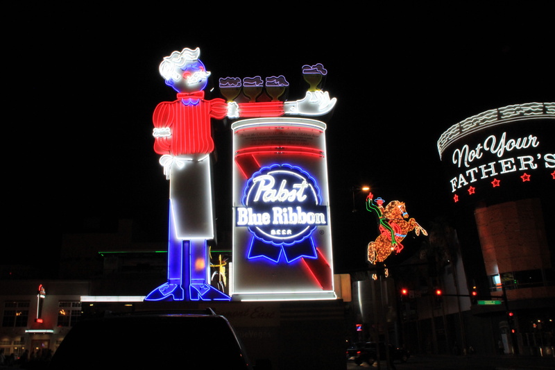 red, pabst blue ribbon neon lights, low angle view, beer, neon signs, sign, city, pabst beer, downtown las vegas, pabst blue ribbon beer, nightlife, text