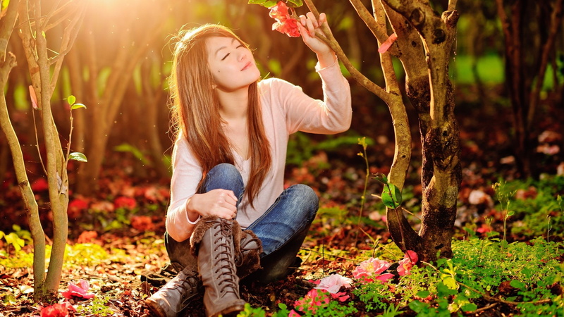 tree, girl, hd girls walpapers, 4k grils, Forest, 2K, 2560x1440, girls