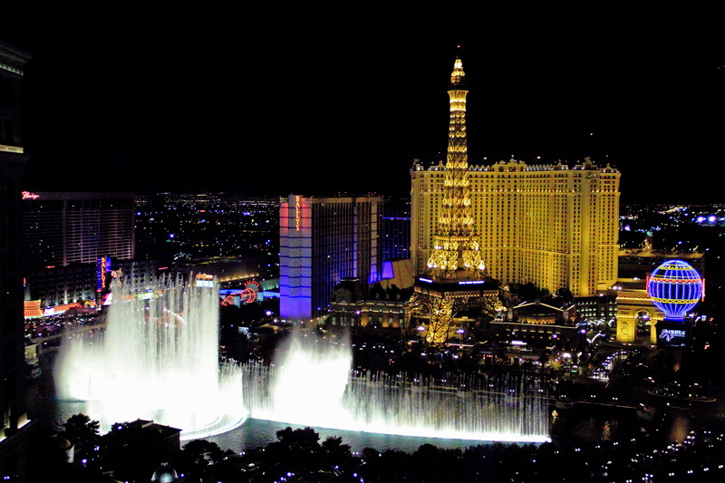 built structure, nature, cityscape, spire, the Bellagio fountain, modern, tourism, sky, building exterior, tower, night, tall - high, USA, architecture