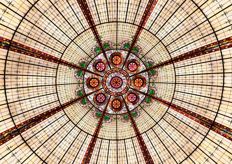las vegas, ceiling, art and craft, paris, hotel, built structure, background, decoration, green, backgrounds, geometric, cupola, design, glass, stained glass