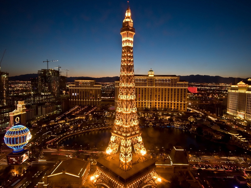 las, night, 1080P, vegas, paris