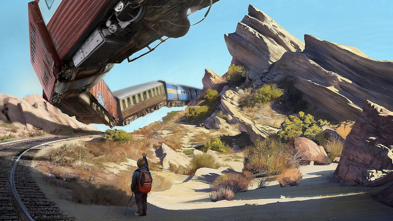 2K, artwork, 3d, train, desert, children, d, flying