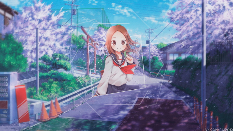 anime girls, Takagi-san, 4K, picture-in-picture, anime