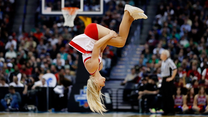 women, toy, incidental people, stage, performance, performing arts event, sports, basketball, focus on foreground, blond hair, uniform, adult, large group of people