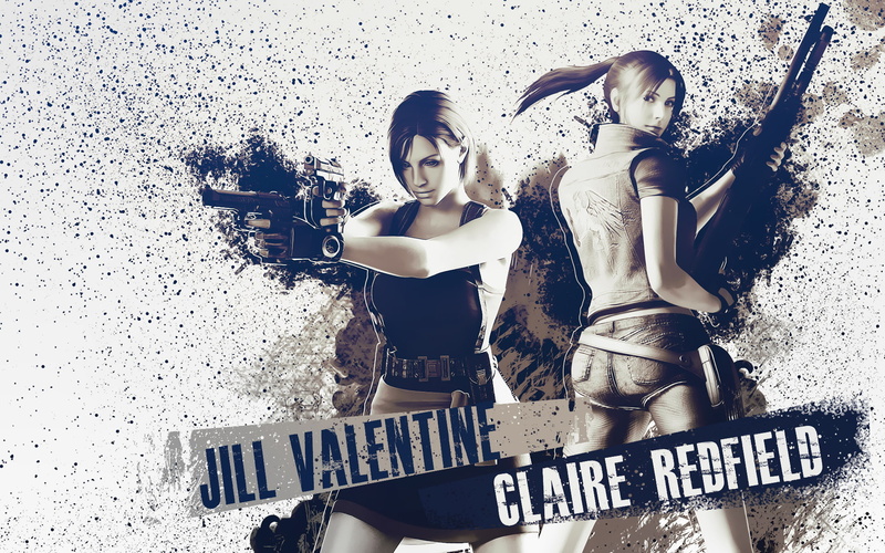 weapons, people, Jill Valentine, Resident Evil, female, Claire Redfield, leisure activity, hairstyle, beauty, young adult, adult, fashion, gun