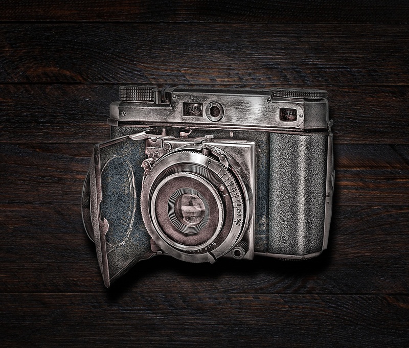 camera, old camera, camera - photographic equipment, close-up, shot, studio shot, wood background, lens - optical instrument, lens, surface, media, hardwood