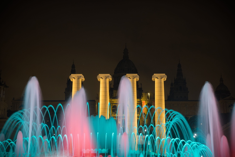 catalunya, music, night, speed, colors, columns, tourism, colorful, outdoors, 5K, religion, built structure, multi colored, montjuic, travel destinations