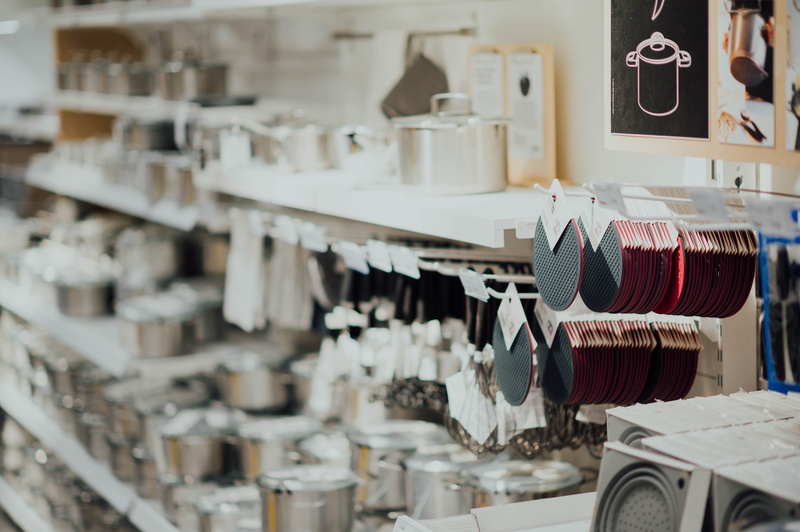 dishwasher, textile, large group of objects, sale, business, choice, collection, equipment, machine, building, cookware, hanging, shelf, sewing, still life