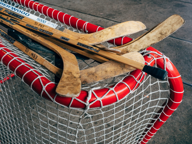 indoors, hockey stick, no people, canada, close-up, basket, evergreen brick works, wood - material, high angle view, still life, container, 4K, net, toronto