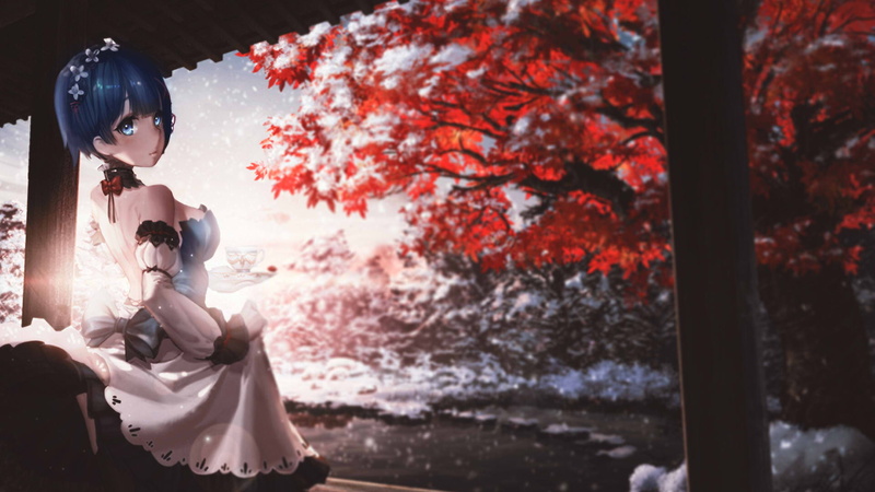 full length, 1080P, lifestyles, beautiful woman, people, plant, young women, day, women, Puck (Re:Zero), fashion, Rem, anime girls, young adult, adult
