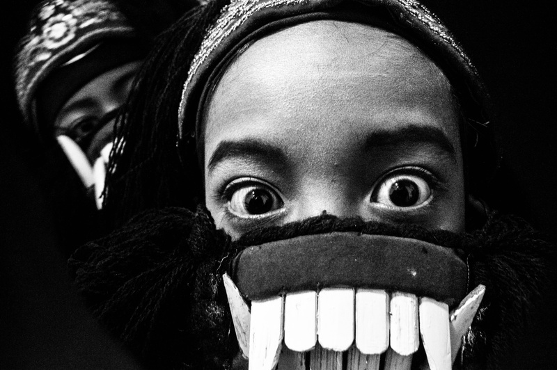 fashion, dark, facial expression, face, indoors, black, childhood, wear, smiling, headshot, human face, adult, white, black-and-white, close-up, eerie