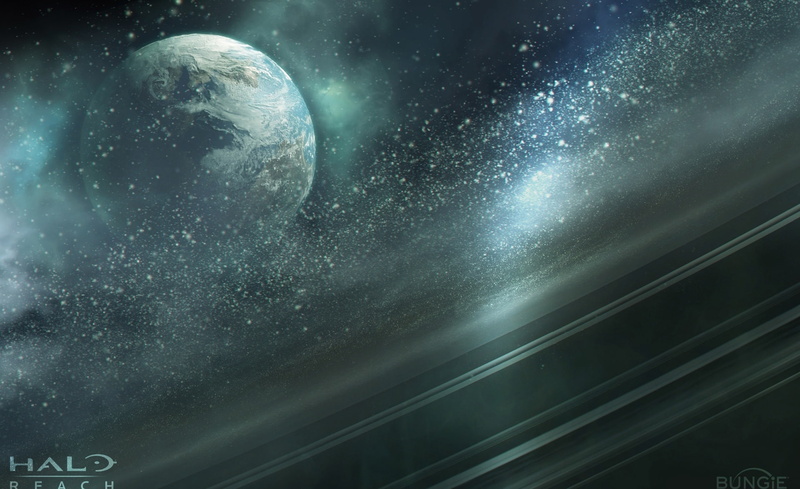 orbiting, rising, star - space, beach, digital, halo reach video game, beauty in nature, futuristic, milky way, 1080P, science, astronomy, star field