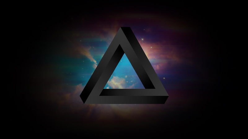 shape, astronomy, table, nature, abstract penrose triangle, 1080P, indoors, geometric shape, illuminated, night, light beam, no people, triangle shape