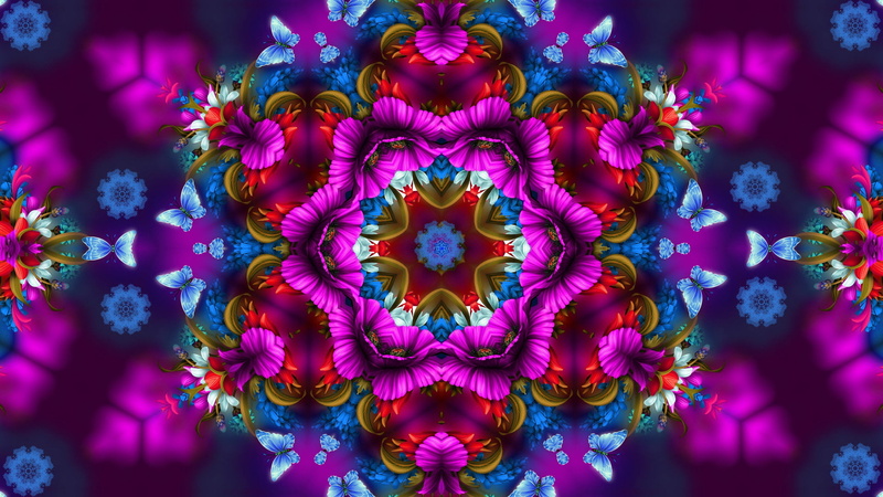 Pattern, Digital Art, Artistic, Abstract, Flower, Colors, Kaleidoscope, Butterfly, 1080P
