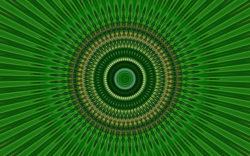 1080P, Pattern, Artwork, Abstract, Circle, Green, Kaleidoscope, Spiral, Artistic