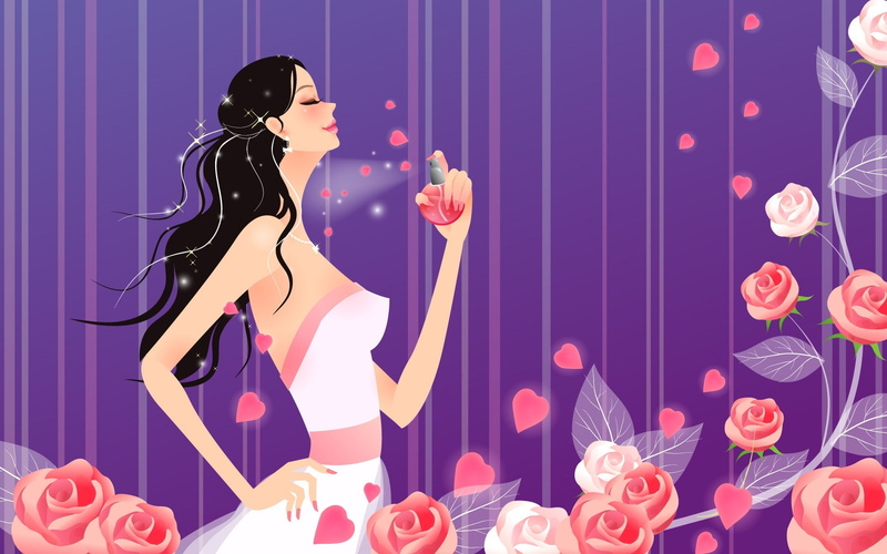mujer, flores, vector, 1080P, perfume, abstracto