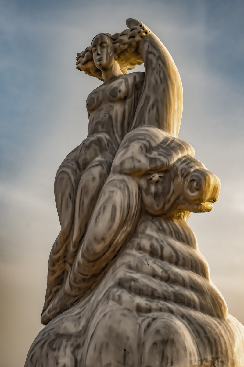 male likeness, mythology, creativity, sculpture park, angel, art, architecture, cyprus, outdoors, day, animal wildlife, bull, outdoor, woman, statue, 5K