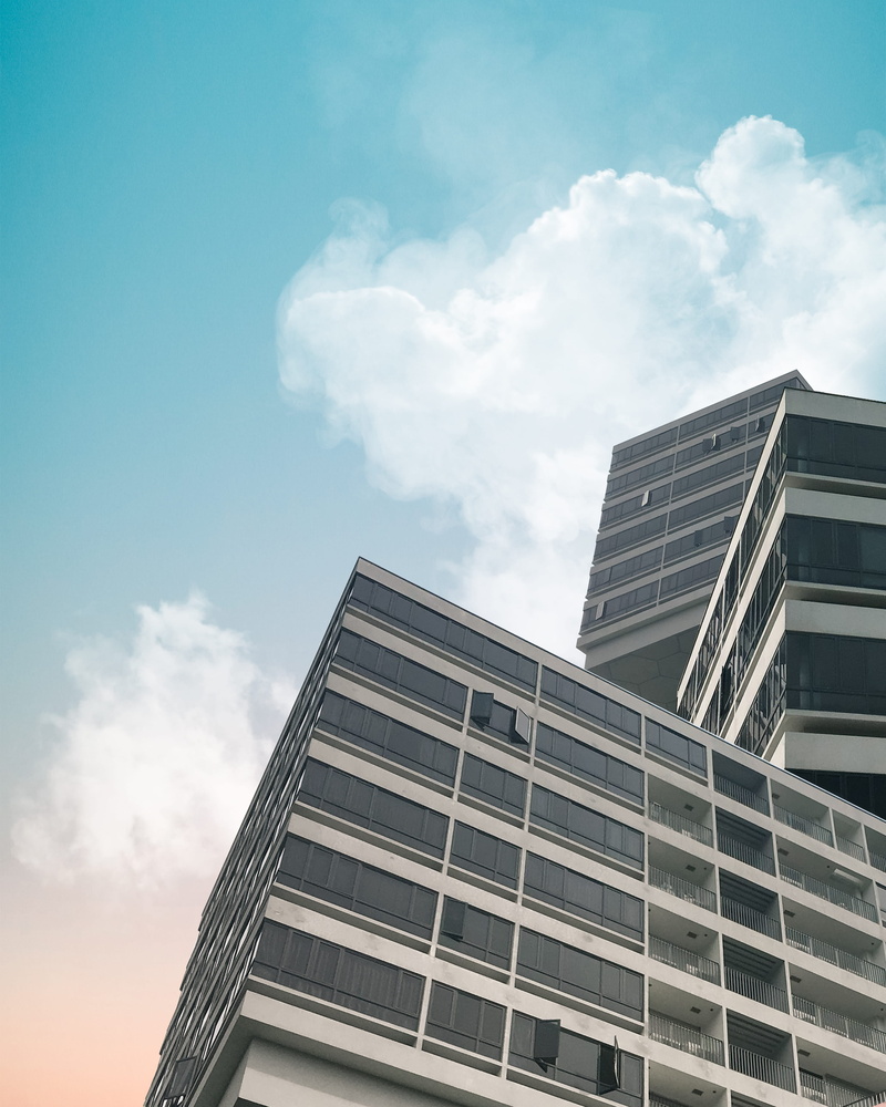 low angle view, skyscraper, high, 4K, window, tall - high, facade, city, pattern, condo, low, apartment, sunlight, office, office building exterior, nature