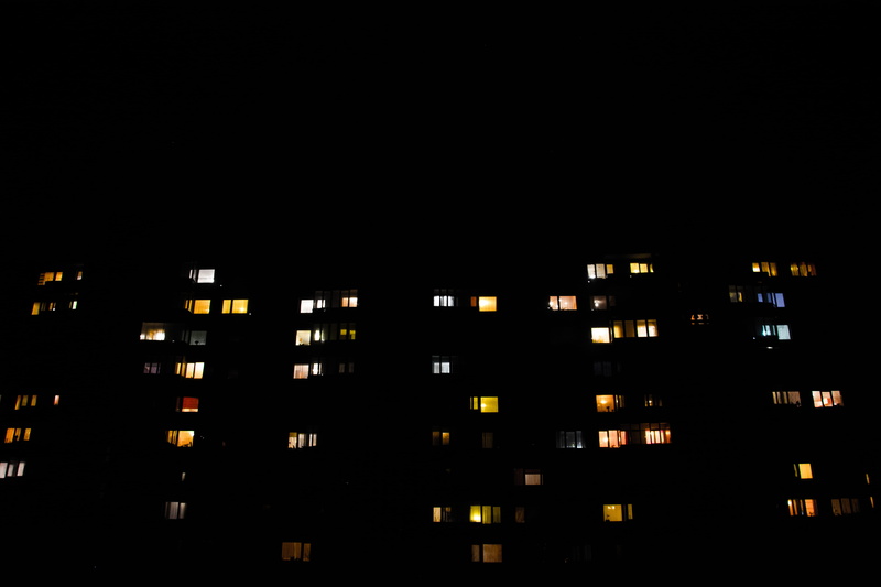 building exterior, building, lithuania, cityscape, light, apartment, windows, buildings, post soviet, lighting equipment, copy space, lights, window, outdoors