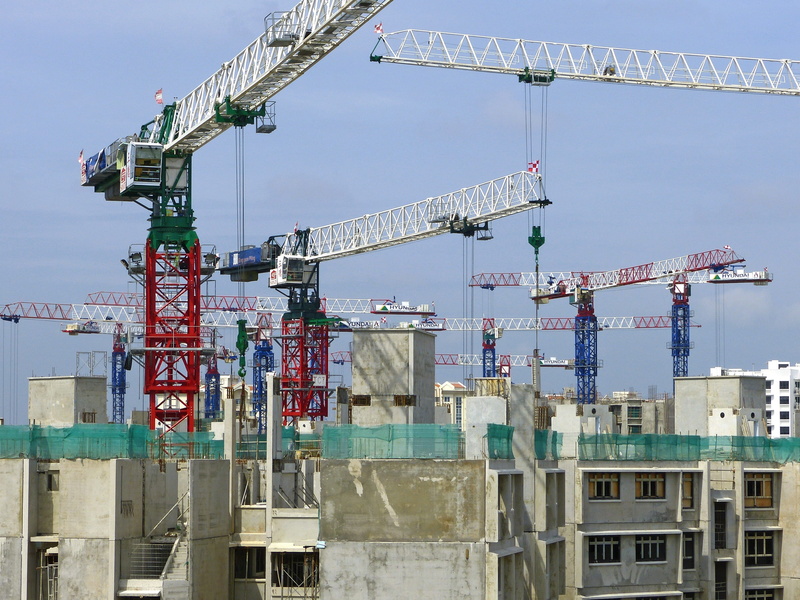 heavy equipment, 2K, building site, red, nature, men at work, no people, machinery, buildings, construction site, day, metal, top, arts culture and entertainment