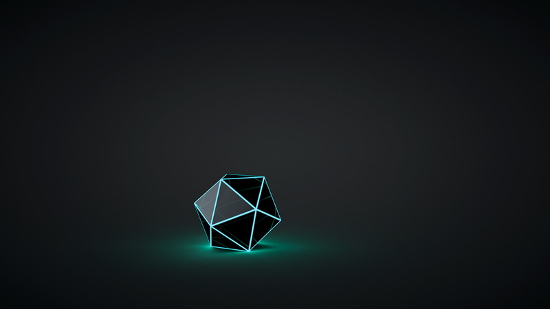 crystal, geometry, icosahedron, 1080P, digital art, glowing
