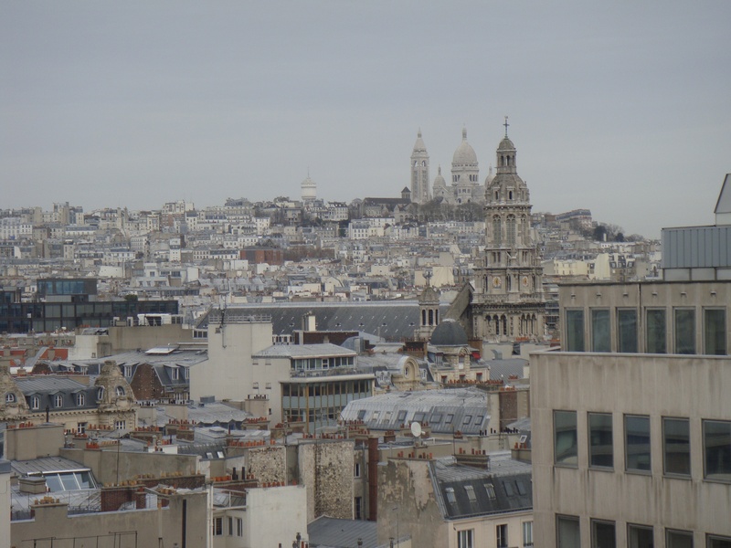 dome, built structure, sacre coeur, building exterior, roofs, outdoors, copy space, france, houses, architecture, bird flight, town, travel destinations