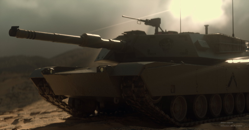 low quality terrain, military, tank, landscape, render, desert, 2K