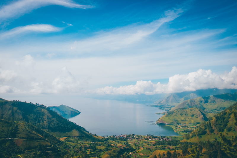 island, Lake Toba, mountain, mountains, tranquil scene, outdoors, summer, surrounded, forest, cloud - Sky, tranquility, scenics - nature, nature, landscape