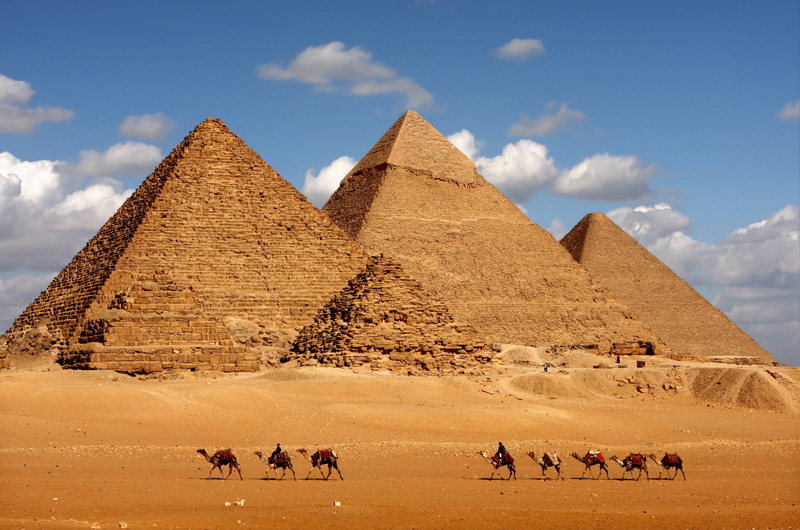 archaeology, sky, desert, pyramid, mammal, domestic animals, the past, land, history, riding, travel destinations, group of people, architecture, 4K, egypt 4k best  for computer desktop