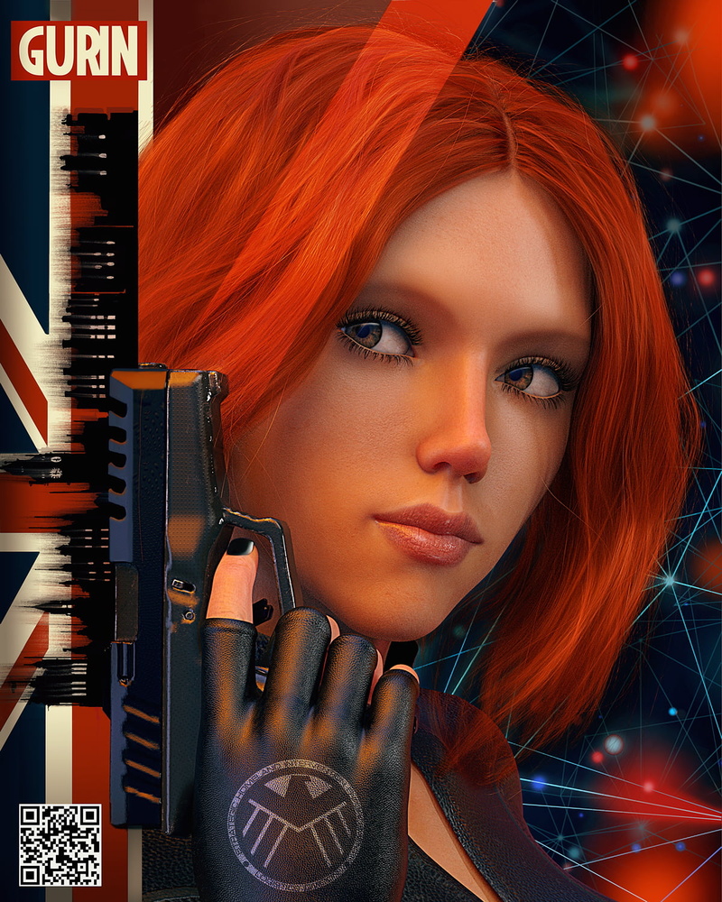 Glock, Avengers Endgame, comic art, poster, looking away, #ARTWORK, gun, redhead, portrait, Scarlett Johansson, 3D graphics, 720P, weapon, digital, Gurin