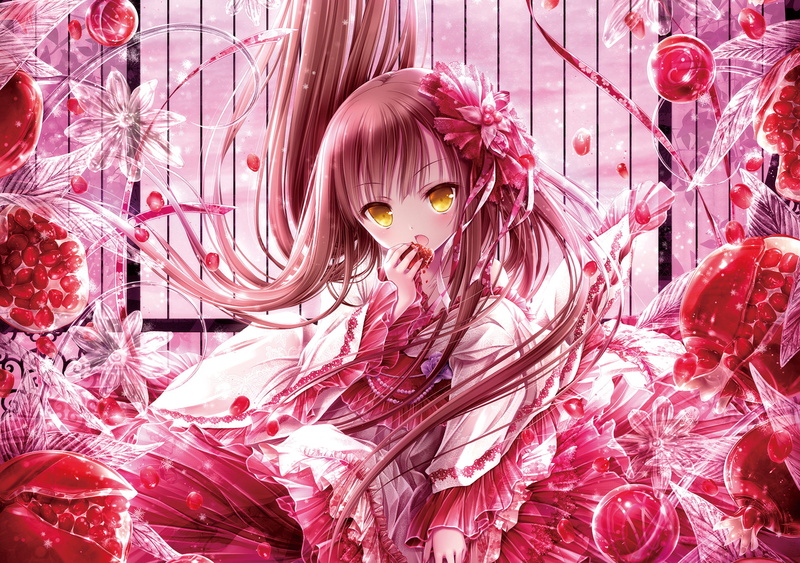 fruit, fashion, pink, 1080P, konachan, eyes, lolita, food, loli, com, yellow, artifacts, 258485, jpeg, tinkle