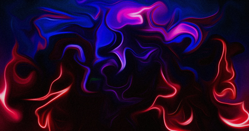 dark, digital art, colorful, blue, abstract, interference, fluid, 8K, liquid, red, shapes