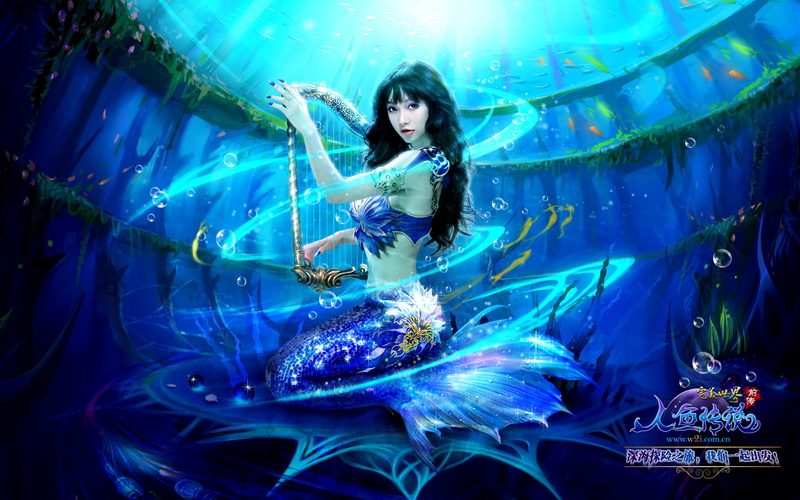 game, fish, world, music, harp, perfect, 1080P, siren, underwater,