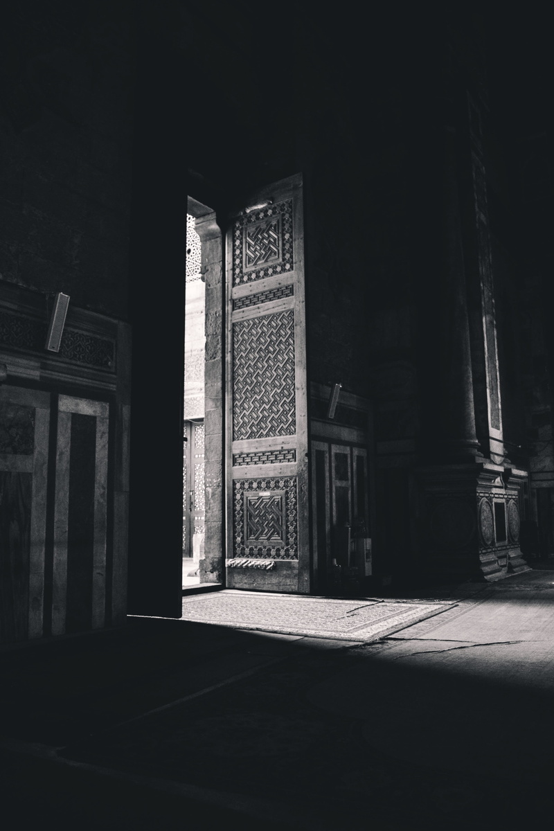 built structure, art, black, spot, doorway, building, Door, entrance, backdrop, place of worship, indoors, window, 4K, open, shadow, flooring, architecture