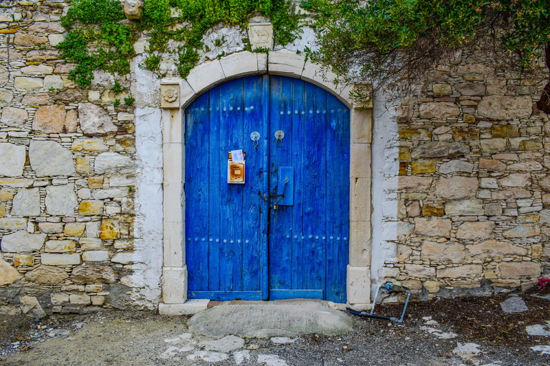no people, architecture, wooden, 5K, outdoors, closed, entrance, blue, building exterior, daytime, wall - building feature, built structure, facade, gate