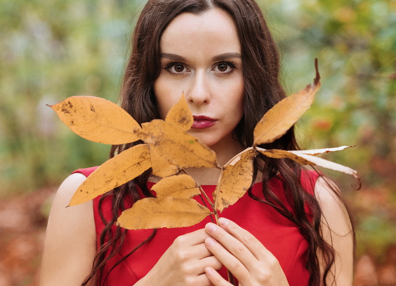 beauty, leaves, leaf, portrait, nature, model, women, young women, looking at camera, Gene Oryx, outdoors, young adult, change, one person, women outdoors