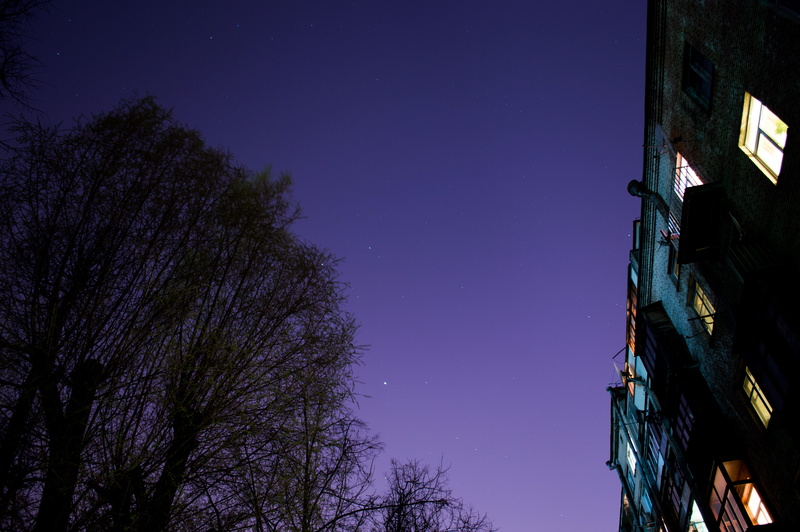 night, 5K, build, space, residential district, plant, low angle view, star - space, built structure, building, no people, illuminated, nature, minsk, architecture