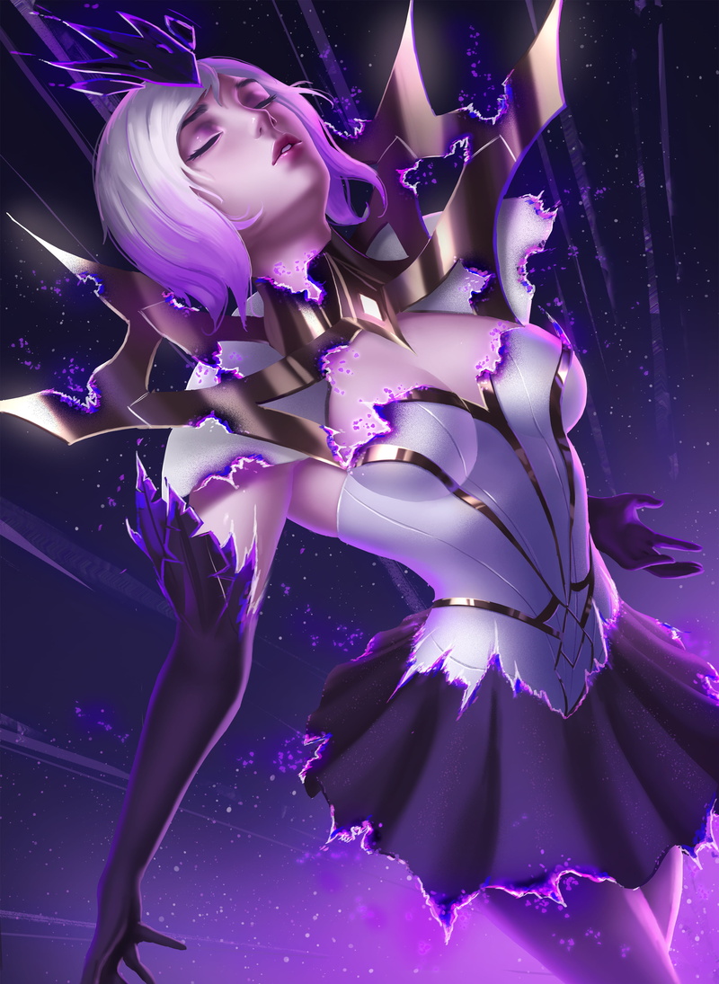 video game girls, 4K, armor, League of Legends, Zarory, parted lips, artwork, illustration, drawing, cleavage, fan art, digital art, portrait display