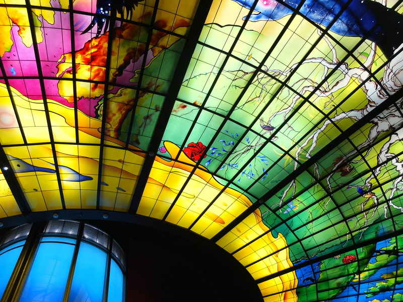 formosa station, glass, beautiful port island, multi colored, ceiling, day, building, glass - material, illuminated, modern, 2K, kaohsiung, arch, mrt