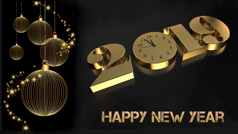 year, desktop, d, pc, mobile, tablet, 4K, happy, new, gold