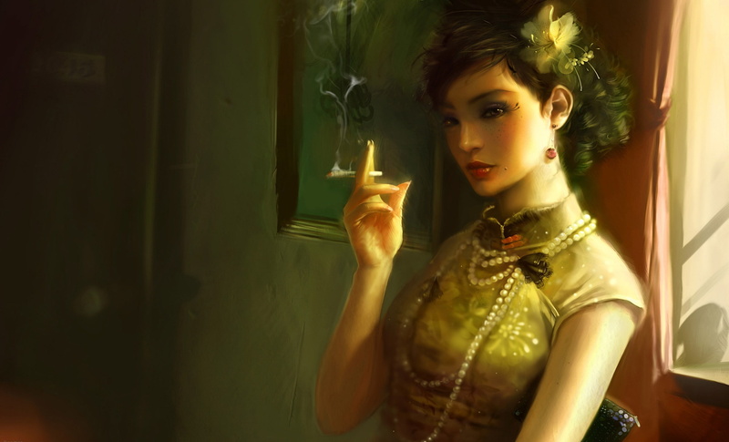 2K, women, cigarettes, smoking, artwork