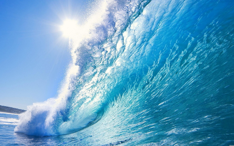 blue, big, wave, 2K, coming, nature