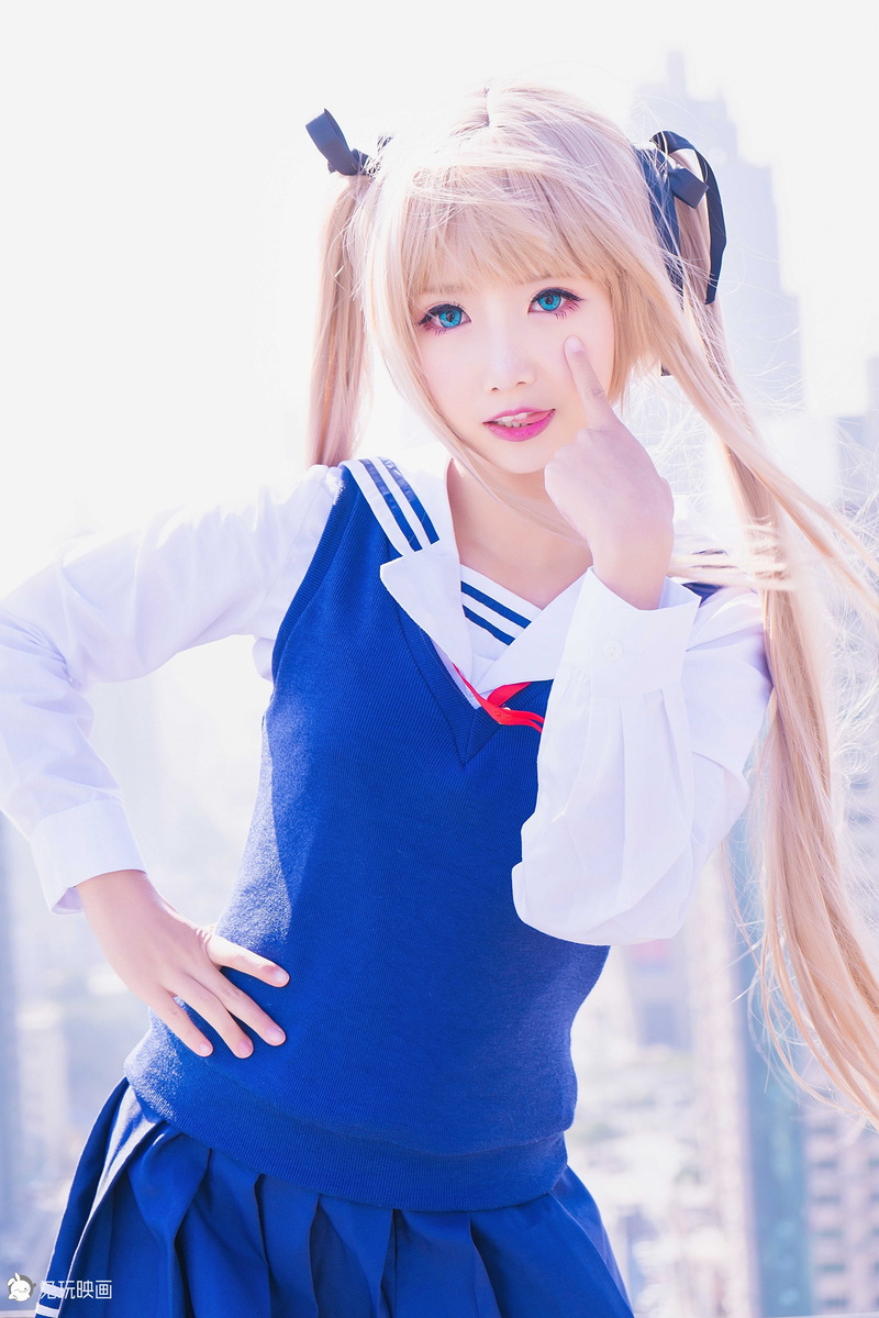 Saenai Heroine no Sodatekata, 2K, sweater, looking at viewer, portrait display, women, tongues, anime, blue eyes, skirt, pink lipstick, hair ribbon, women outdoors